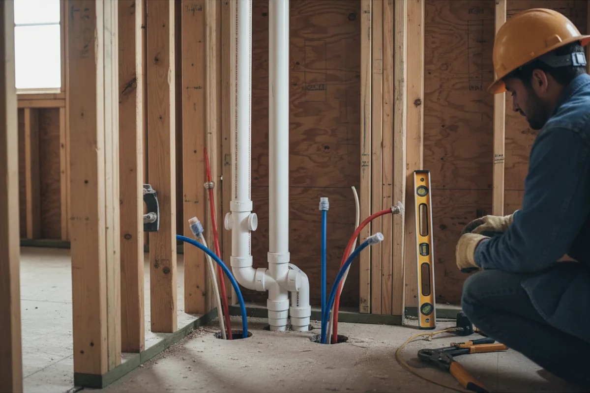 Drain and supply rough-in during Leak Detection in Healdton