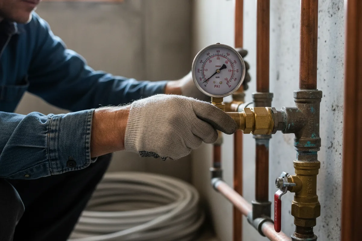 Pressure testing a repaired line during Water Line Repair in Healdton