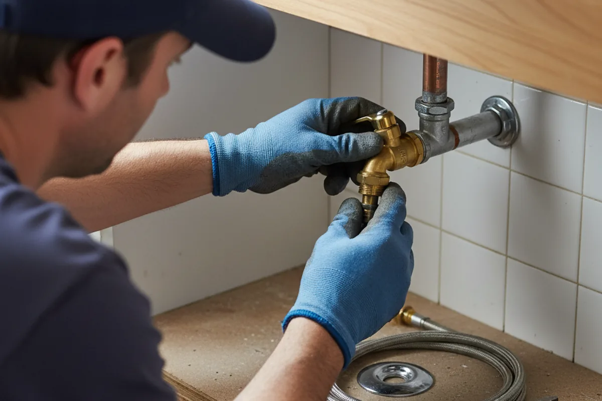 Shutoff valve and fitting work during Emergency Plumbing in Healdton